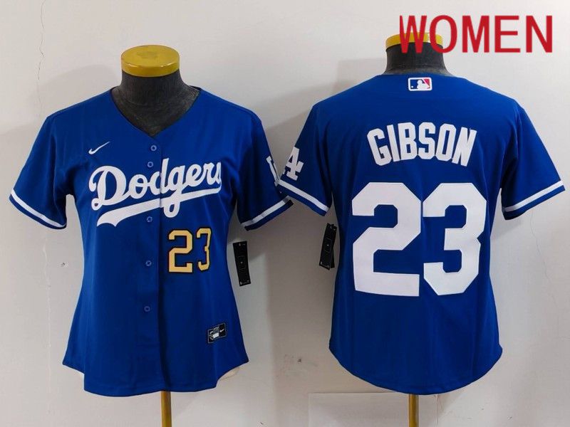 Women Los Angeles Dodgers #23 Gibson Blue Nike Game 2024 MLB Jersey style 2